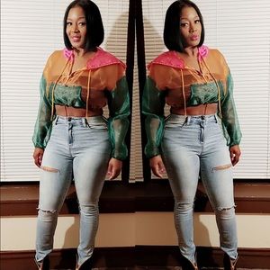 Multi color Sheer cropped top.